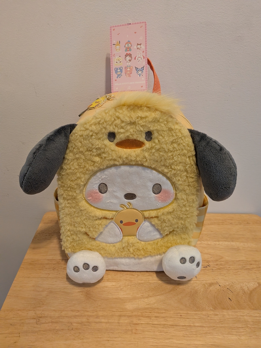 Sanrio Yellow Plush Chick Small Pets Carrier Backpack with Gray Ears